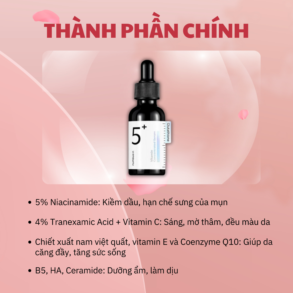 Serum Sáng Da Mờ Thâm Nám Numbuzin No.5 Vitamin Concentrated - Serum Dưỡng Ẩm Giúp Da Trẻ Hóa - Tinh Chất Dịu Nhẹ 30ml