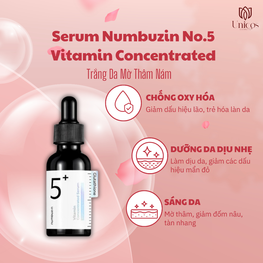 Serum Sáng Da Mờ Thâm Nám Numbuzin No.5 Vitamin Concentrated - Serum Dưỡng Ẩm Giúp Da Trẻ Hóa - Tinh Chất Dịu Nhẹ 30ml