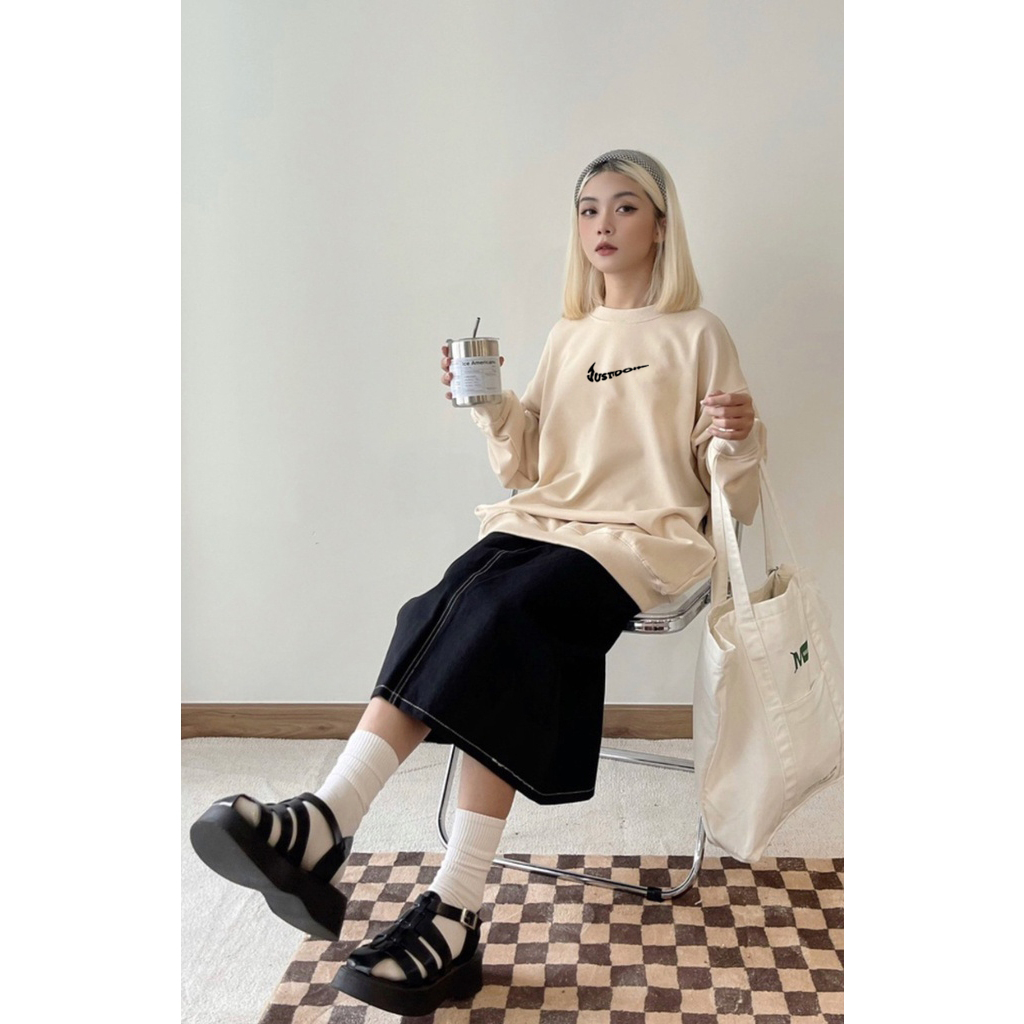 Áo nỉ sweater nike just do it chất nỉ bông unisex nam nữ form rộng chữ nghệ thuật siêu đẹp cá tính f.genz