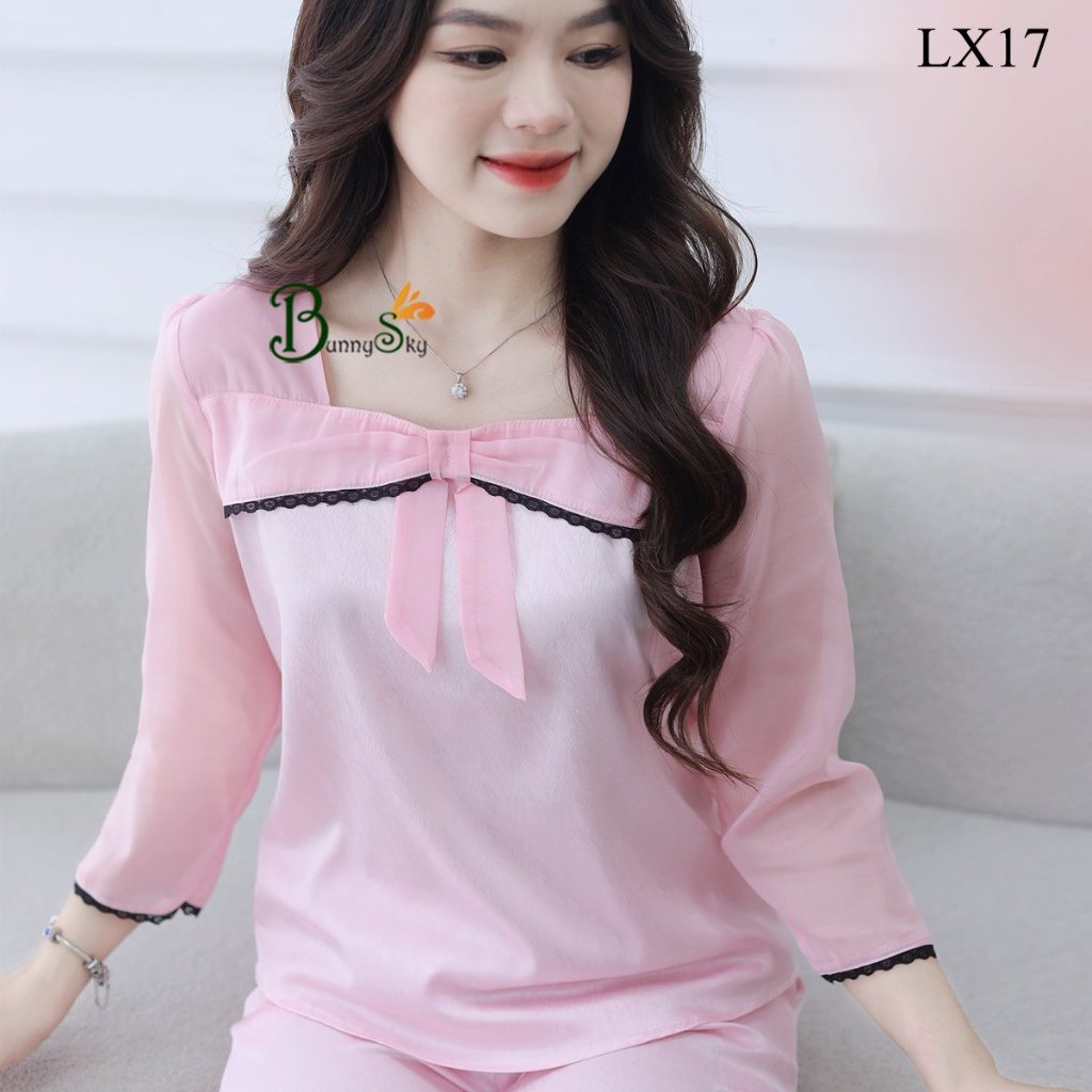 Đồ bộ mặc nhà cổ vuông thu đông siêu dễ thương thoải mái, quần  áo nữ siêu xinh