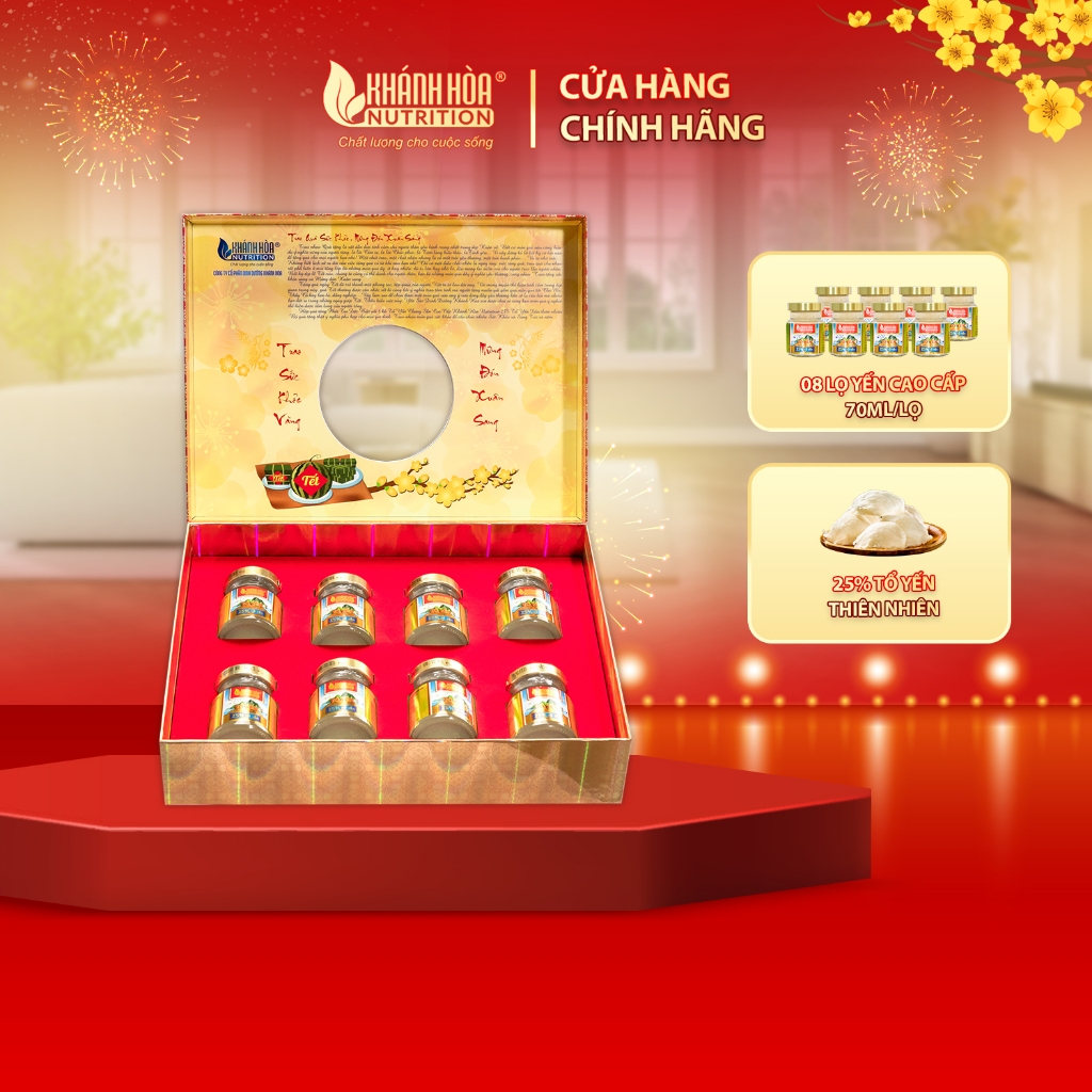 Hộp Quà Tết Yến Sào Cao Cấp 25% Tổ Yến Chưng Đường Phèn - Khánh Hòa Nutrition