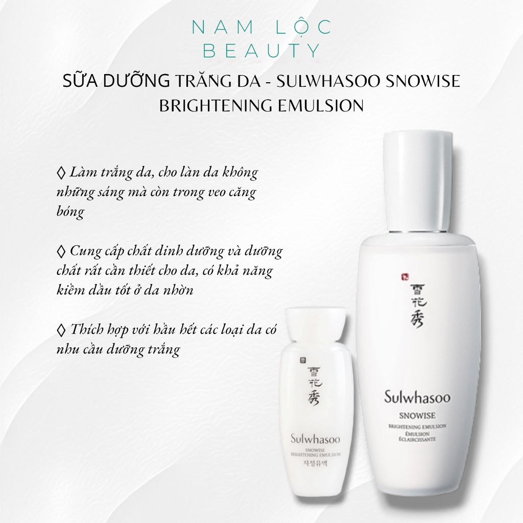 Sữa Dưỡng Làm Trắng Da - Sulwhasoo Snowise Brightening Emulsion 30ml
