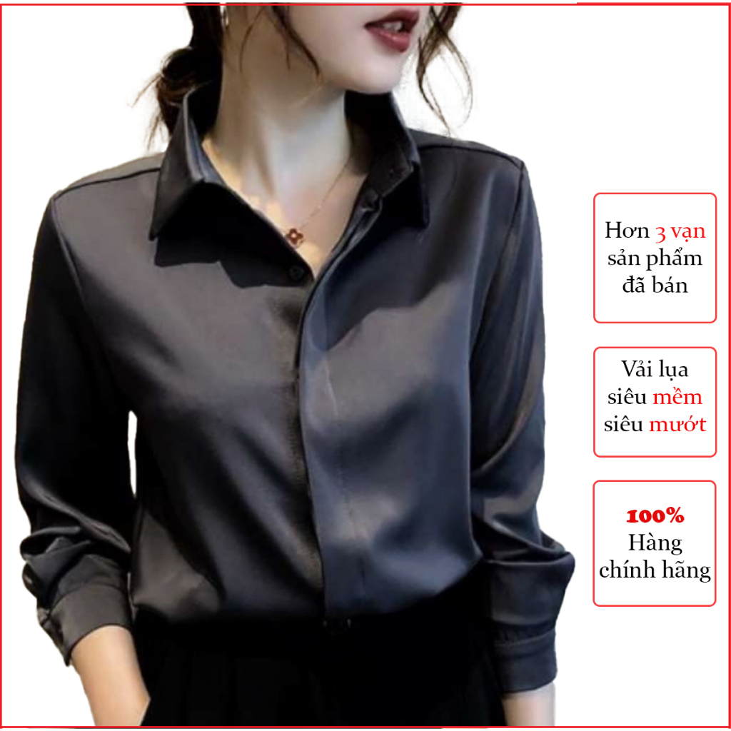 Áo sơ mi lụa tằm cao cấp - B802 màu đen