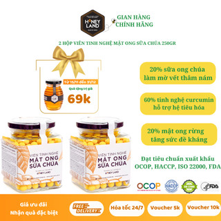 Bộ 2 hộp Viên Tinh Nghệ Sữa Chúa HONEYLAND mỗi hộp 250g hỗ trợ làm đẹp ,bao tử lành vết thương