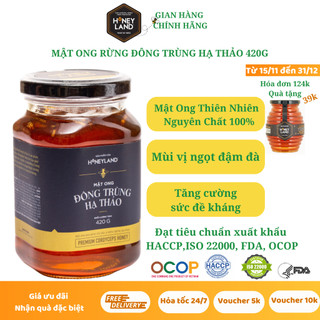 Mật ong Đông Trùng Hạ Thảo HONEYLAND 420g mật ong thiên nhiên nguyên chất