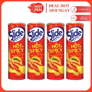 COMBO 4 Hộp Snack Khoai Tây Chiên Slide Hot&Spice Vị Thơm Cay 150G/Hộp