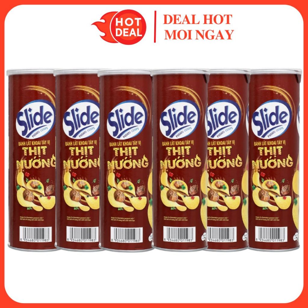 LỐC 6 Hộp Khoai Tây Chiên Slide Vị BBQ Size Trung 90G
