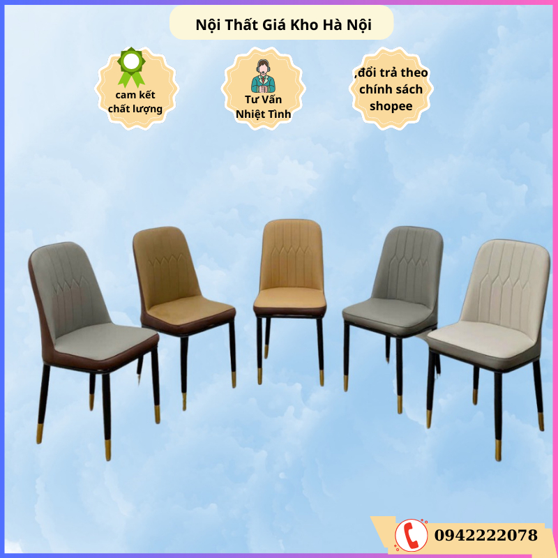 Ghế Ăn Nhập Khẩu Cao Cấp Monet Không Tay, Bọc Da Pu Cao Cấp Hiện Đại, Chân Sắt Sơn Tĩnh Điện. Căn Hộ Chung Cư Gia Đình.