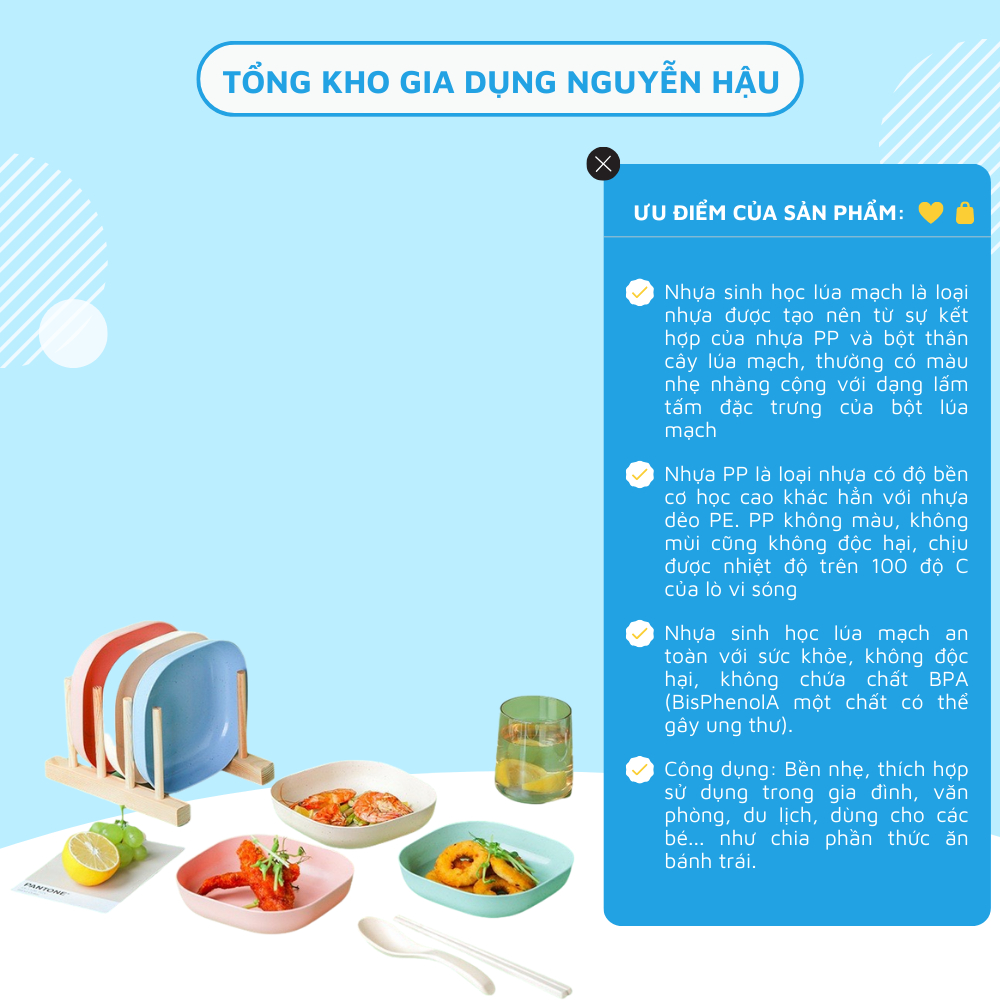 Set 8 Đĩa Nhựa Lúa Mạch Đựng Hoa Quả, Trái Cây, Đồ Ăn An Toàn Và Tiện Lợi- Tongkhogiadung