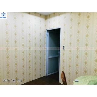 10m Giấy Dán Tường Hoa Văn Cổ Điển Dải Dọc Cho Phòng Khách, Lụa Không Keo, Màu Vàng Đồng, Trắng, Nâu