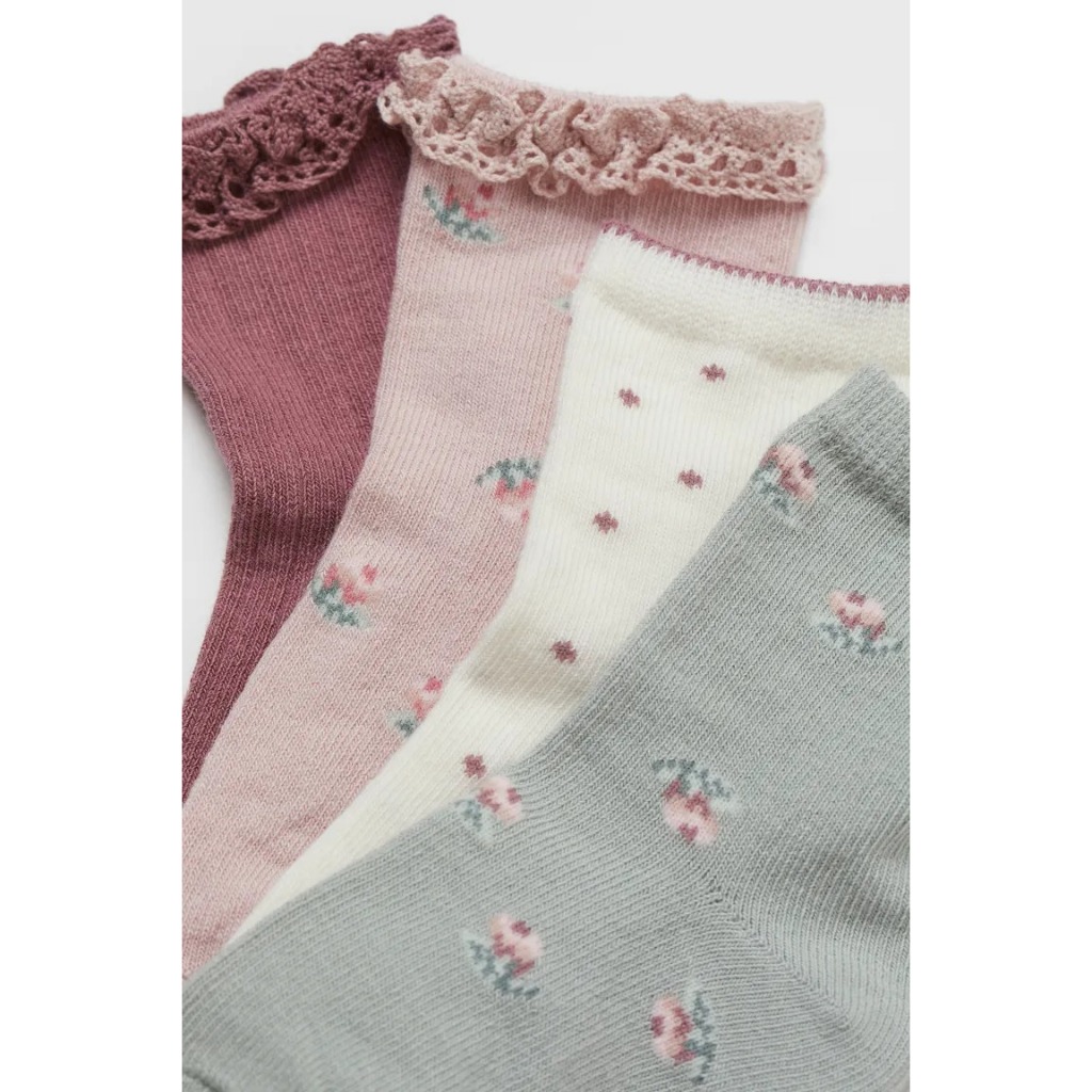 Set 5 đôi tất hồng nơ mỏng 1075329002 HM H&M_authentic