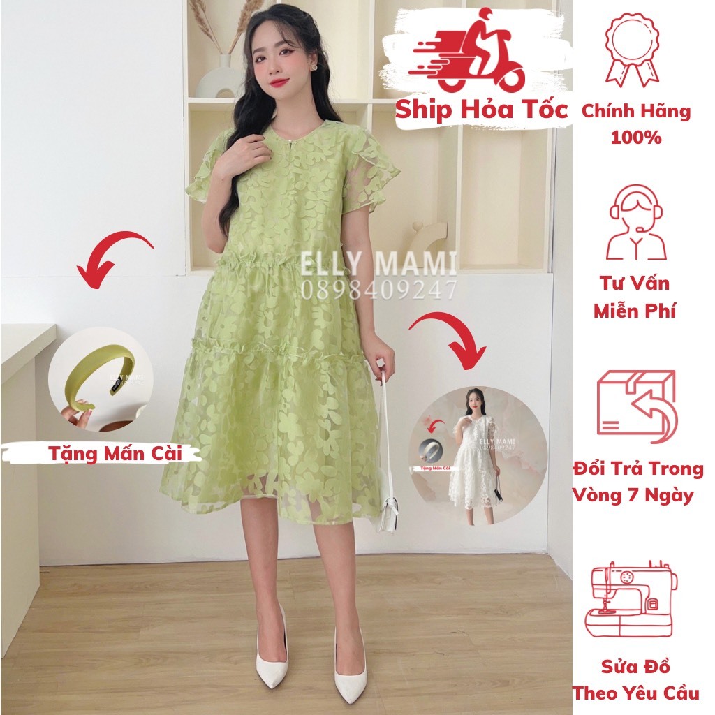 Đầm Bầu , Suông Voan Babydoll Công Chúa , Form Dễ Mặc Thoải Mái