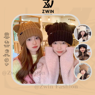 Mũ Len Tai Gấu Chùm Đầu Nón Len Dệt Kim Beanie Thêu Chữ Ppsw Mùa Đông Ấm Áp Form Unisex Nam Nữ N185 - Zwin Fashion