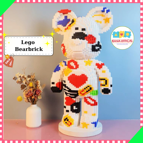 Xếp hình LEGO Bearbick 55cm - Đồ Chơi Xếp Hình Bearbrick Siêu Sao - Bò Sữa - Trời Đêm - Màu Be, Dễ Dàng Lắp Ráp, Decor