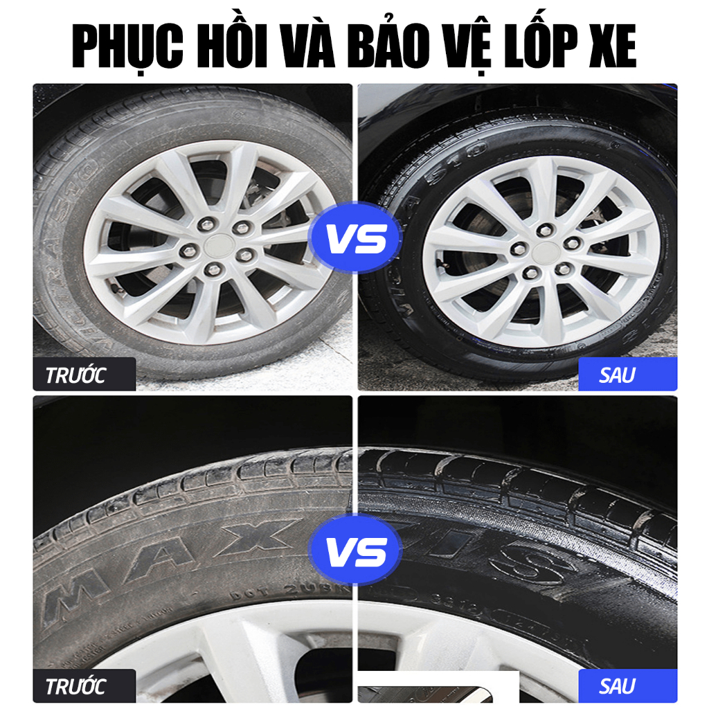 Dung dịch đánh bóng lốp xe GX04, wax lốp xe ô tô, xe máy, xe tải, bão dưỡng vỏ lốp xe không ăn mòn hạn chế bám bụi