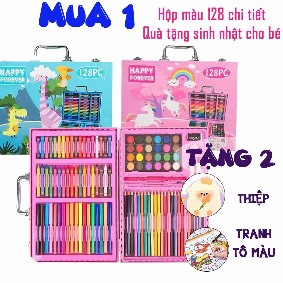 Bút Màu Cho Bé 128 Chi Tiết Quà Sinh Nhật Cho Bé Gái Hộp Màu 150 Chi Tiết Màu Nước Màu Chì Màu Lông Màu Sáp Vẽ Umena