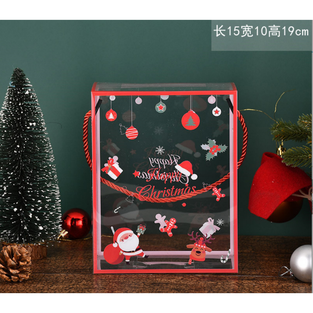 Hộp đựng quà, bánh kẹo Noel size lớn 15x19+10cm