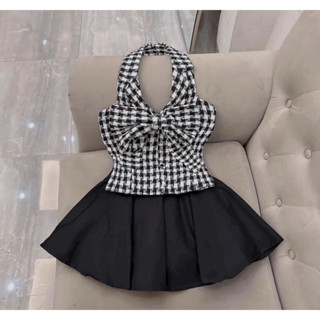  Set áo cổ yếm bé gái chất dạ cao cấp mix chân váy ngắn thiết kế đơn giản mà sang đủ size mẹ và bé từ nhỏ đến lớn 