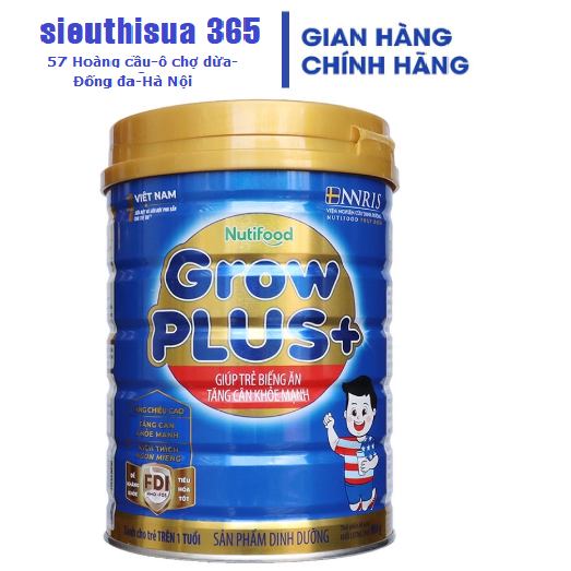 Sữa bột Nutifood Grow plus xanh 900g- trẻ biếng ăn, suy dinh dưỡng,còi cọc