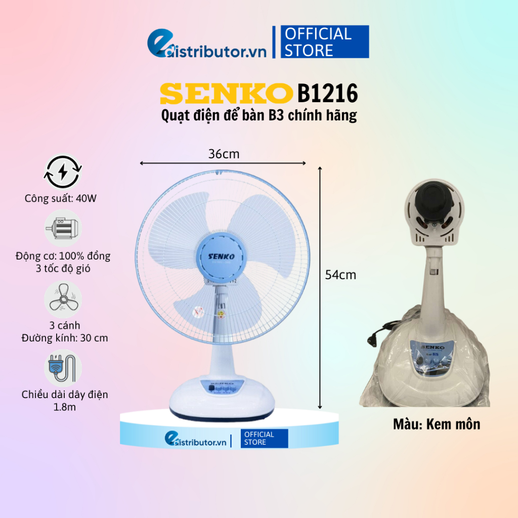 Quạt để bàn tiện lợi Senko B1216 - Chính hãng