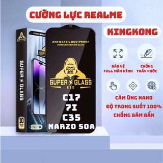 Kính cường lực Realme C17, 7i, C35 / Narzo 50A Prime Kingkong full màn | Miếng dán bảo vệ màn hình cho Realme|wolfcase