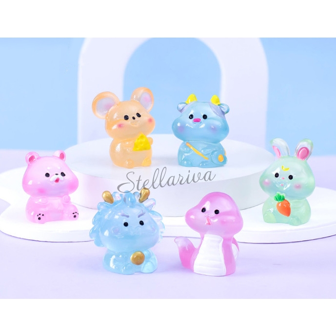 Tượng 12 con giáp dạ quang phát sáng trong đêm decor bàn, terrarium