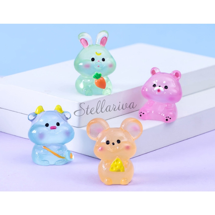 Tượng 12 con giáp dạ quang phát sáng trong đêm decor bàn, terrarium