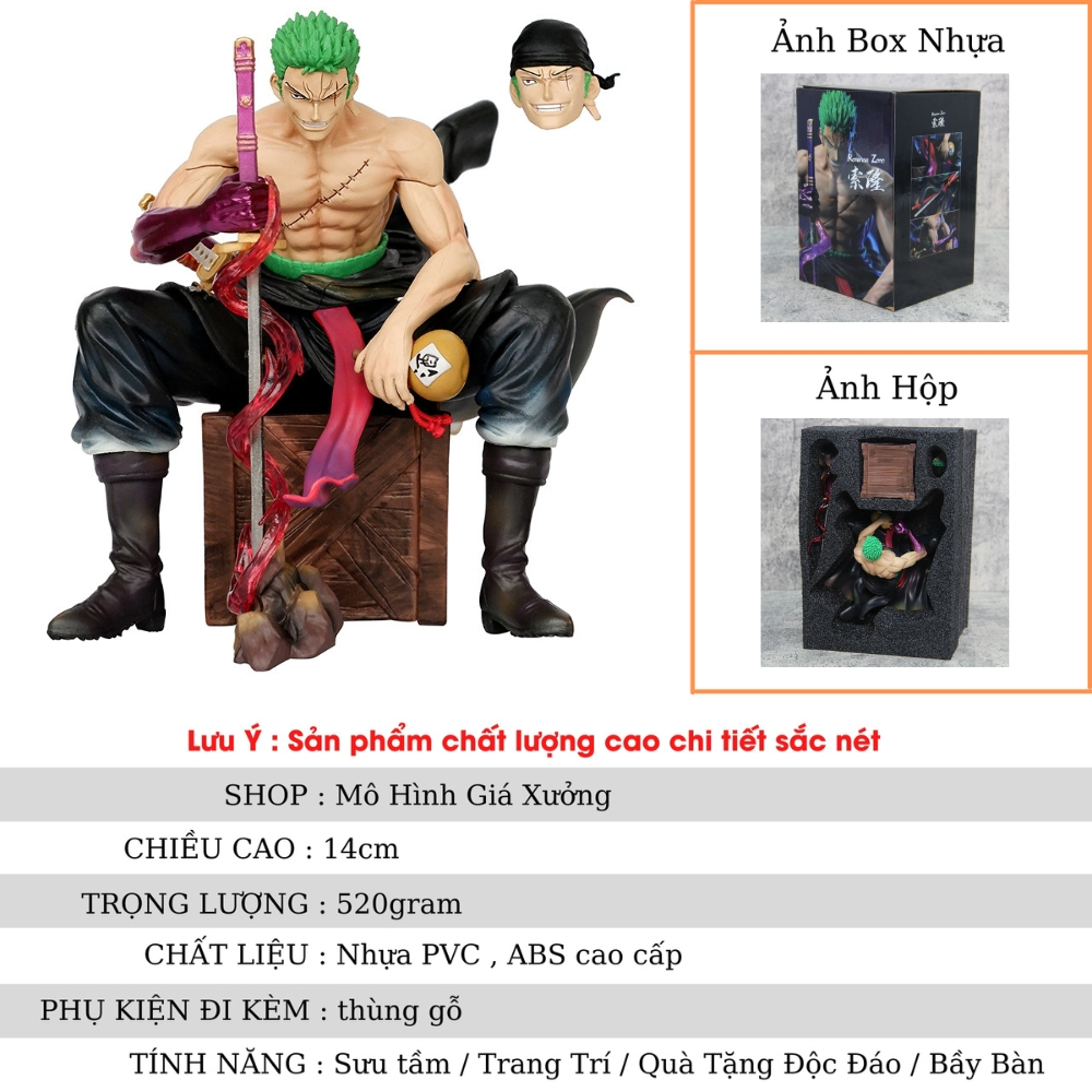 Mô Hình OnePiece Zoro cầm kiếm enma ngồi - Cao 14,5cm - rộng 13cm - nặng 520gram - Figure OnePiece - có hộp màu