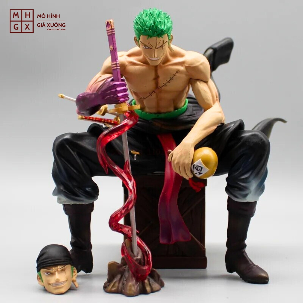 Mô Hình OnePiece Zoro cầm kiếm enma ngồi - Cao 14,5cm - rộng 13cm - nặng 520gram - Figure OnePiece - có hộp màu