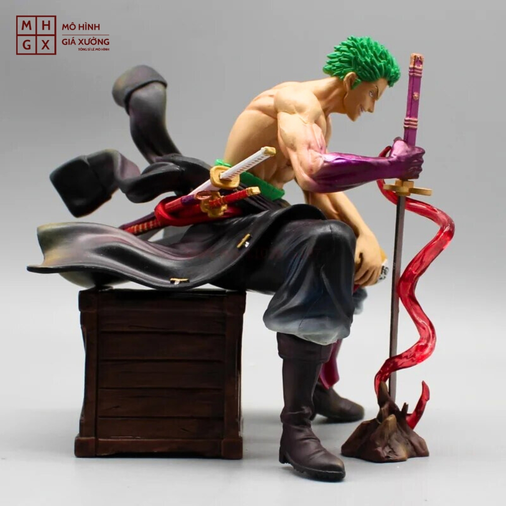 Mô Hình OnePiece Zoro cầm kiếm enma ngồi - Cao 14,5cm - rộng 13cm - nặng 520gram - Figure OnePiece - có hộp màu