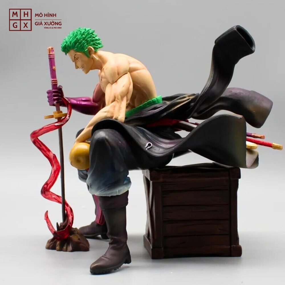Mô Hình OnePiece Zoro cầm kiếm enma ngồi - Cao 14,5cm - rộng 13cm - nặng 520gram - Figure OnePiece - có hộp màu