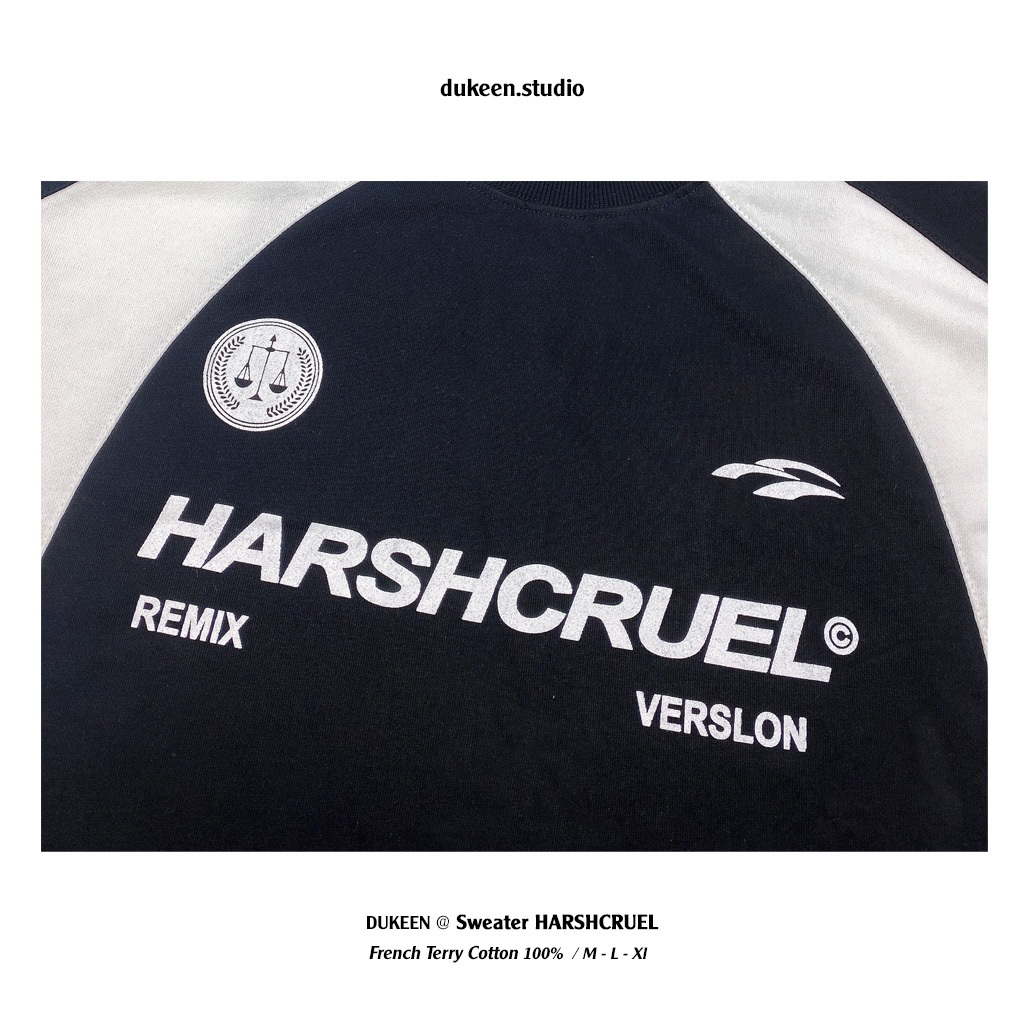 Áo Sweater Local Brand Phối Tay HARSHCRUEL Dukeen Oversize Nam nữ Form Rộng/ Đen AD036