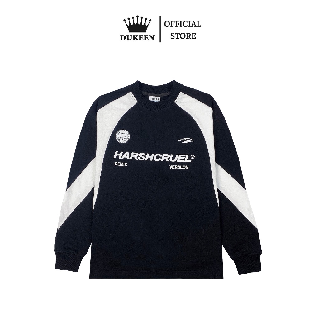 Áo Sweater Local Brand Phối Tay HARSHCRUEL Dukeen Oversize Nam nữ Form Rộng/ Đen AD036