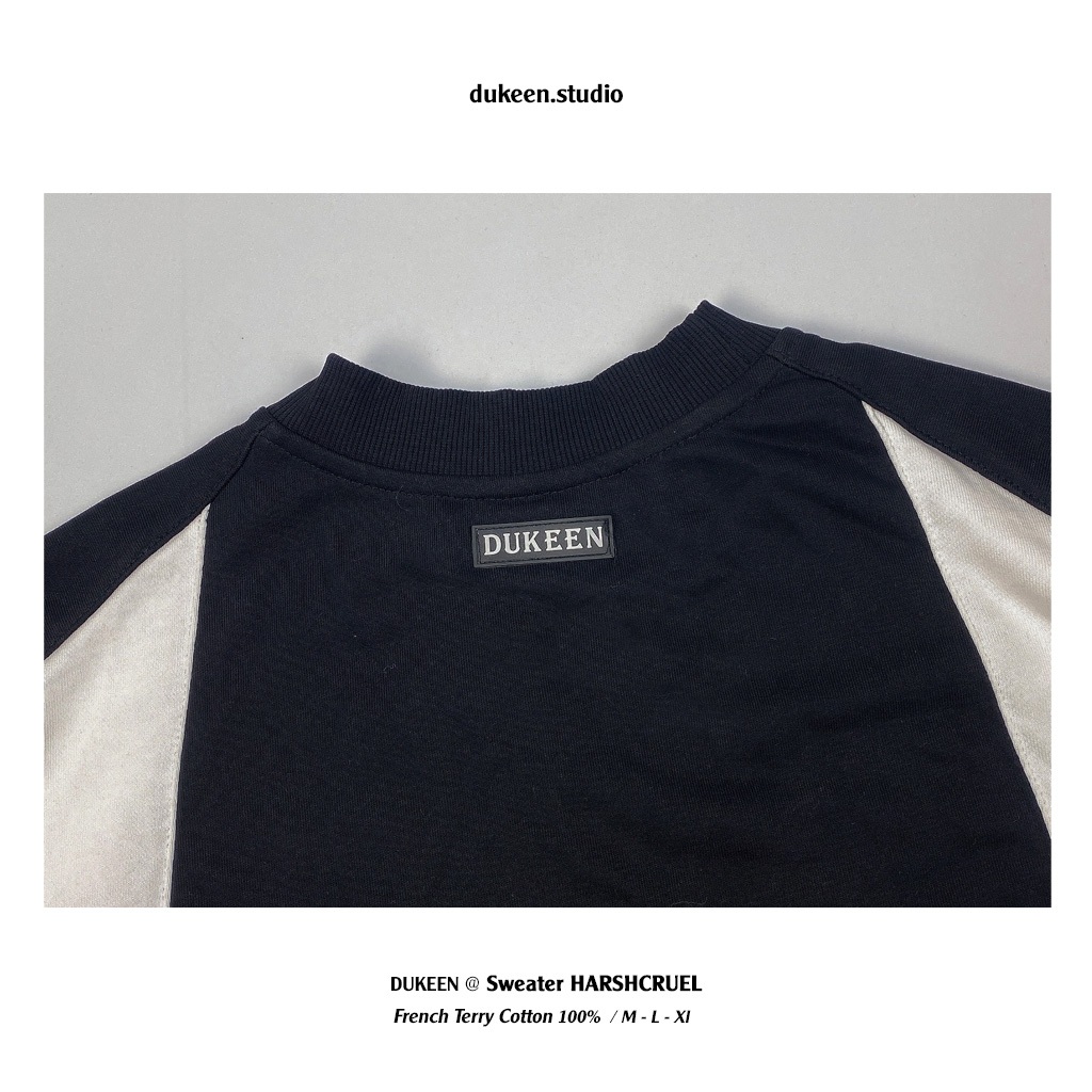 Áo Sweater Local Brand Phối Tay HARSHCRUEL Dukeen Oversize Nam nữ Form Rộng/ Đen AD036
