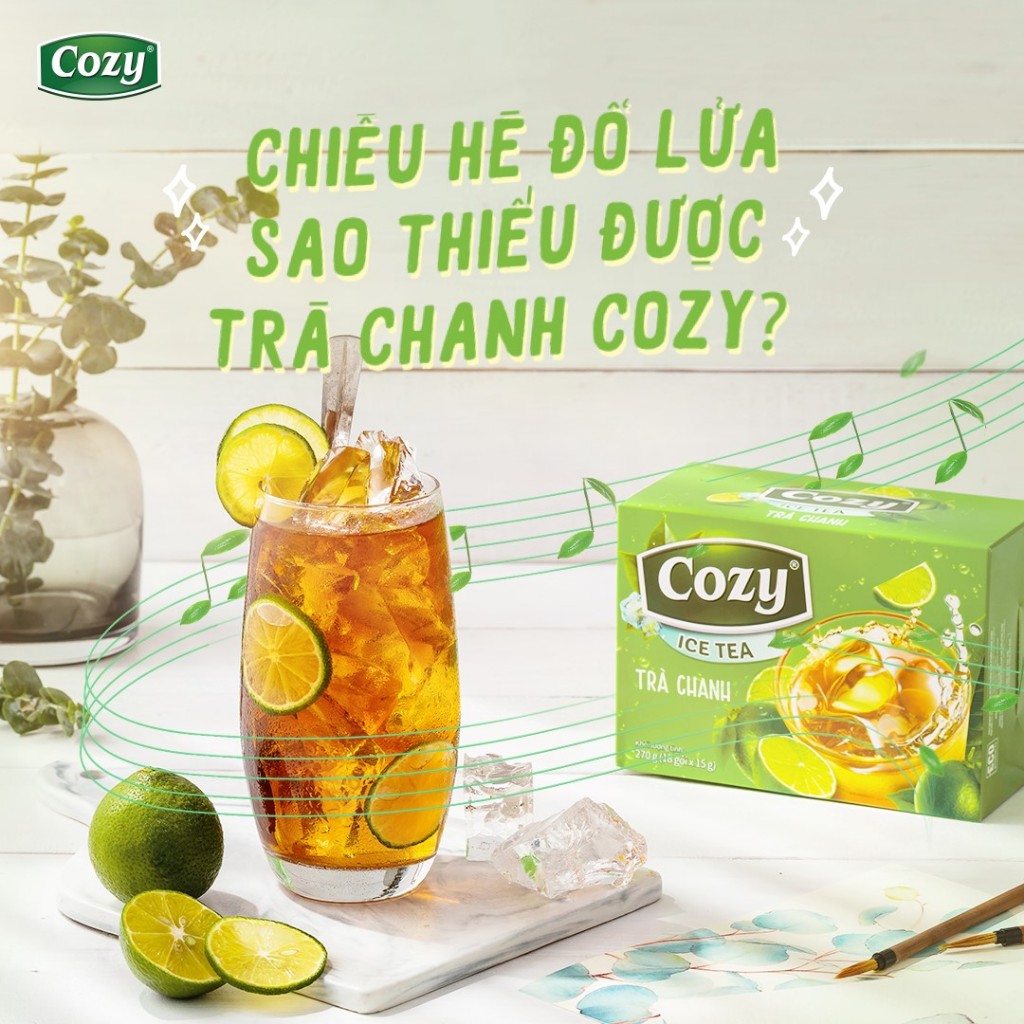 Combo 5 Trà Hòa Tan Cozy Ice Tea Các Vị Thức Uống Giải Khát Thanh Nhiệt, Tươi Mát (Hộp 16 gói x 15gr)