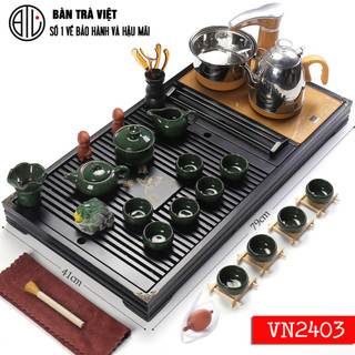 Bàn trà điện thông minh đầy đủ Khay bàn, ấm chén, bếp pha trà thông minh inox 304 bản 2024 mã 02403
