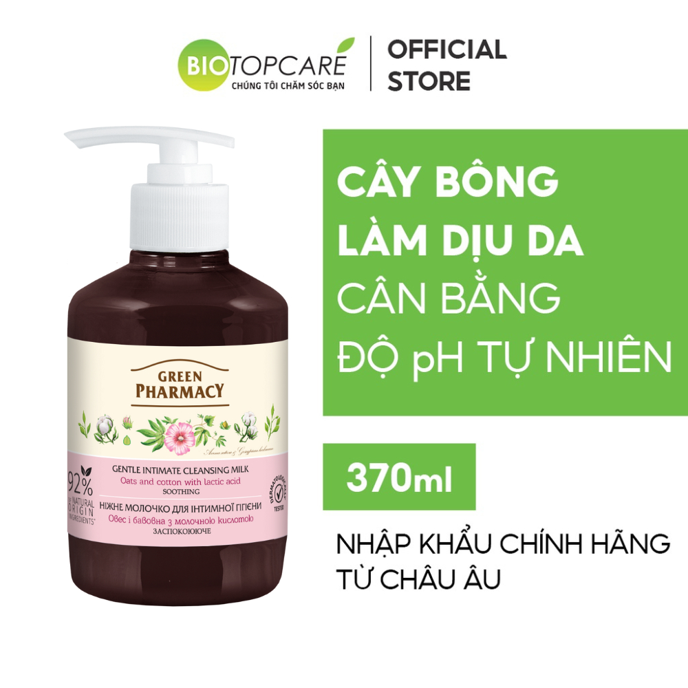 Dung Dịch Vệ Sinh Dạng Sữa Zelenaya Apteka Làm Dịu Da “Yến Mạch & Hạt Bông” 370ml - BioTopcare Official