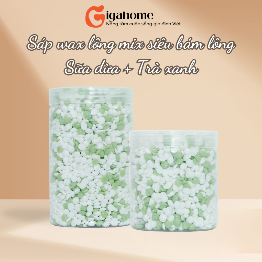Sáp Wax Lông Mix Trà Xanh + Sữa Dừa Cao Cấp Siêu Dẻo Chuyên Wax Bikini GIGAHOME