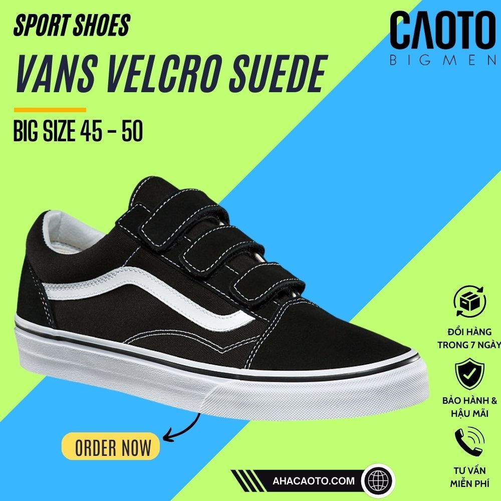 Giày Vans Old Skool Velcro Suede Big Size - Giày Thể Thao Nam Big Size 45 46 47 48