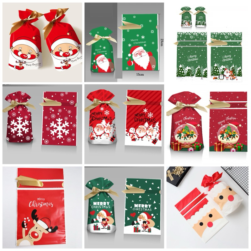 Set 5 túi buộc nơ Noel Giáng sinh