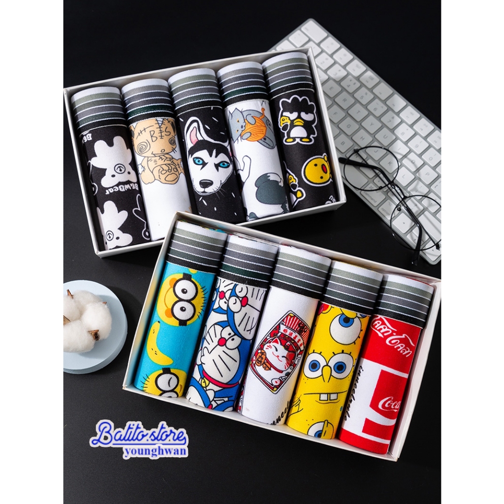 Combo 5 quần sịp quần lót nam cao cấp hoạt hình siêu nhân, doremon cute dễ thương