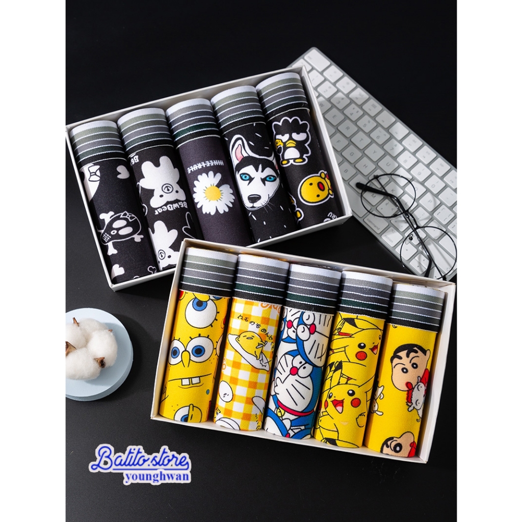 Combo 5 quần sịp quần lót nam cao cấp hoạt hình siêu nhân, doremon cute dễ thương