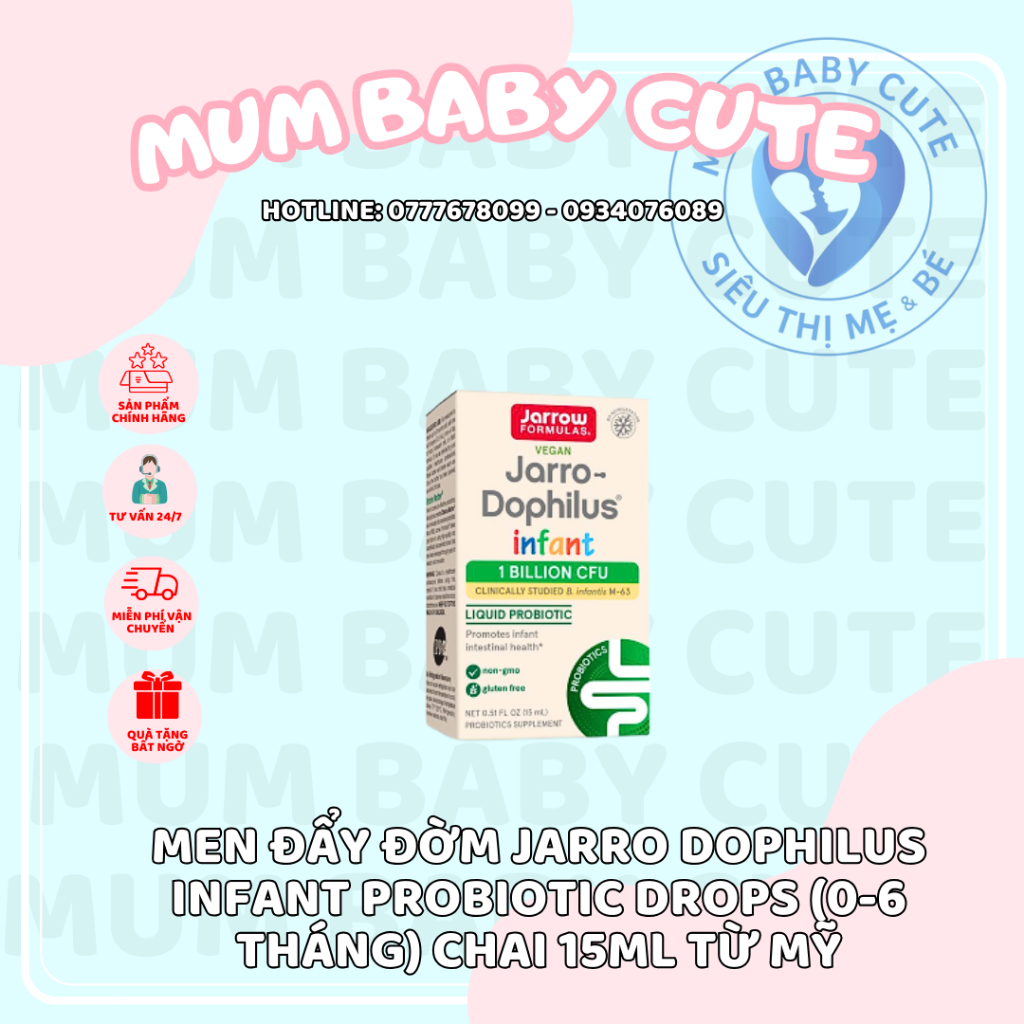 Men đẩy đờm Jarro Dophilus infant Probiotic Drops  chai 15ml từ Mỹ