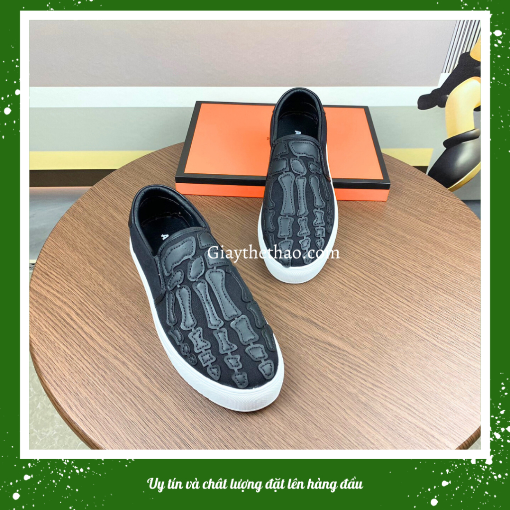 Giày lười nam thêu xương bàn tay trắng Amiri đế khâu hottrend mới nhất năm nay