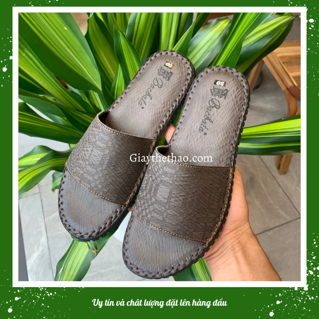 Dép da bò quai ngang đế khâu siêu đẹp  Kiểu dáng thanh lịch, màu sắc hài hòa trang nhã Năng động