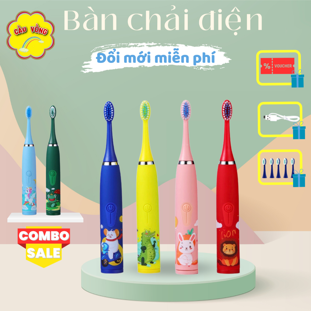 Bàn Chải Điện Cho Bé SONIC C4, Với Công Nghệ Nhật Bản Giúp Loại Bỏ Mảng Bám Trên Răng Hiệu Quả Cho Bé Từ 2 - 14 Tuổi