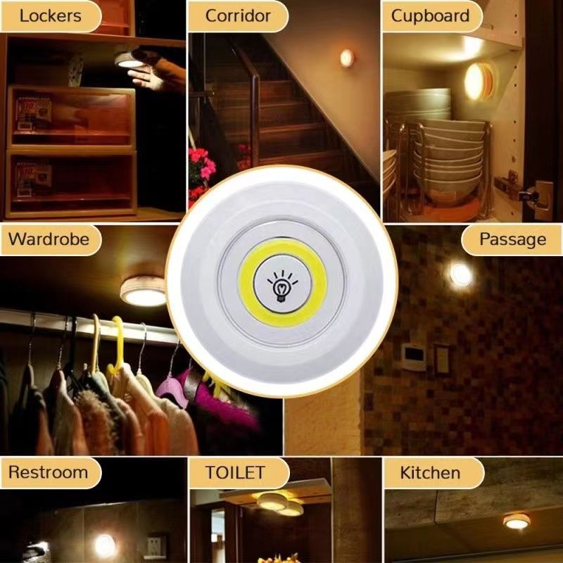 Bộ 3 Đèn LED Dán Tường Mini Thông Minh Có Thể Hẹn Giờ Remote Điều Khiển Từ Xa Trang Trí Tủ Bếp, Bàn Học, Tủ Quần Áo
