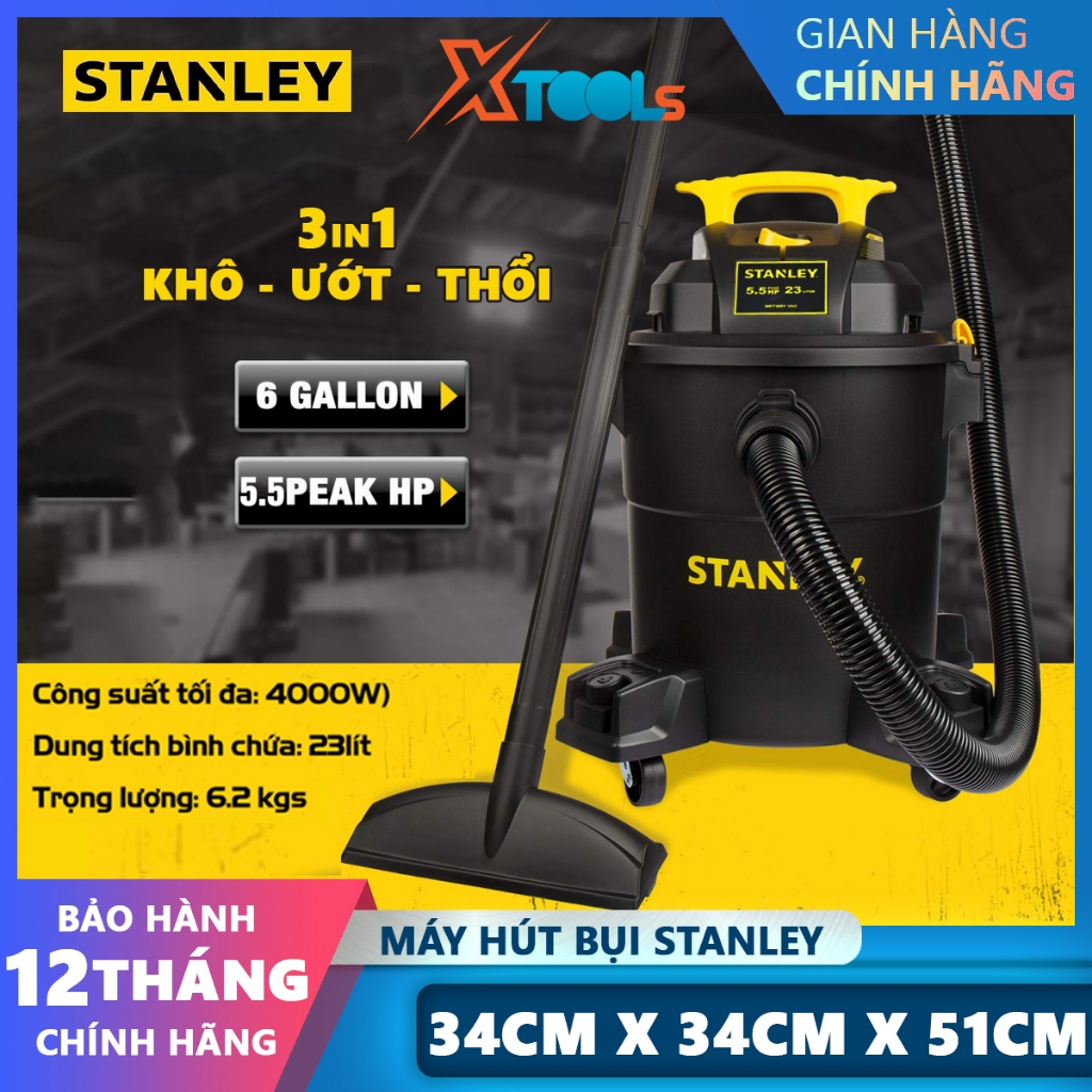 Máy hút bụi STANLEY SL19417P-6A máy hút bụi nước công nghiệp dung tích 23l công suất tối đa 4000w nhiều phụ kiện đi kèm