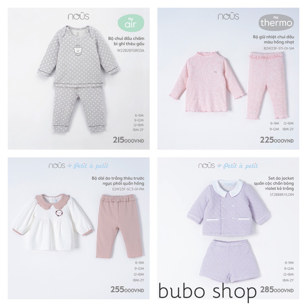 Bộ dài tay các màu cho bé