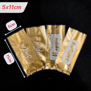 Set 100 túi bóng hàn miệng 5x11cm Chữ 2 Mặt nâu đựng bánh kẹo trà hoa cao cấp combo 100 túi bóng đựng trà hoa thảo mộc